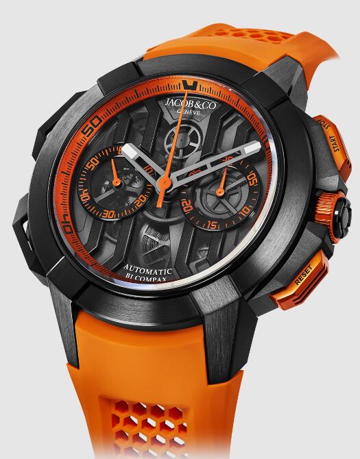 Review Jacob & Co EPIC X CHRONO 44MM - BLACK TITANIUM - ORANGE INNER RING EC430.21.AB.AA.ABRUA Replica watch - Click Image to Close